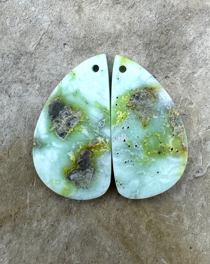 RARE Palomino Variscite Matching Earring Slab Bead Pair 14x26mm