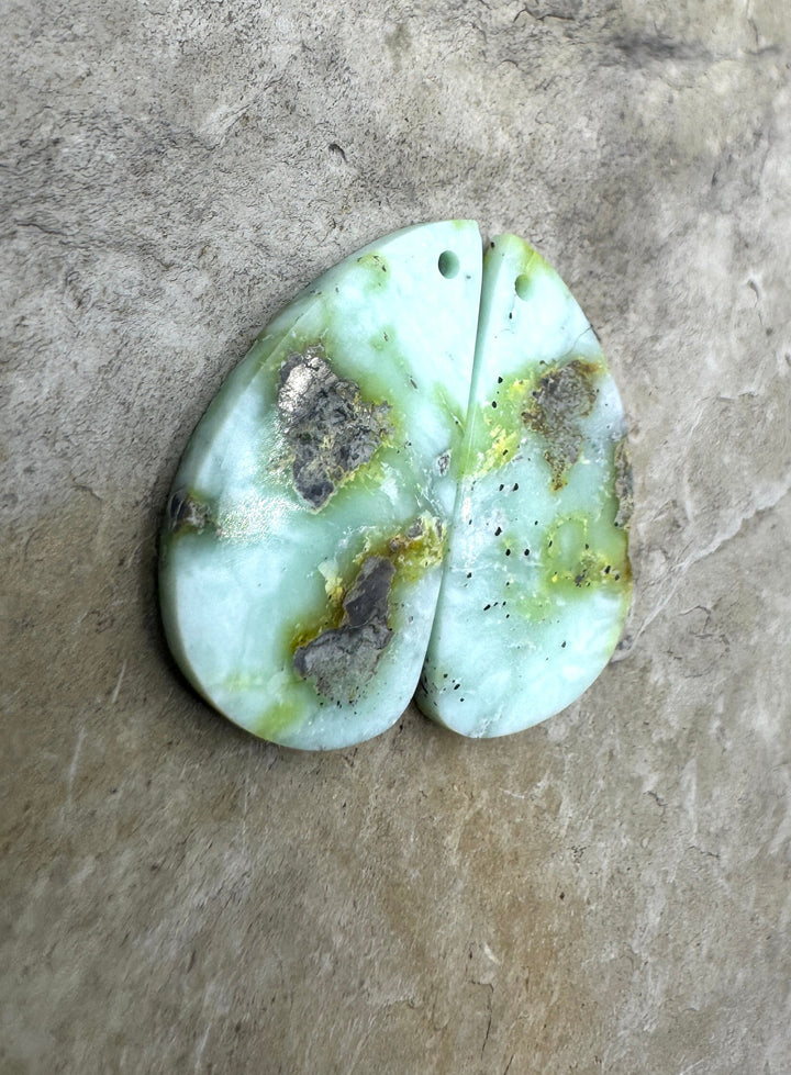 RARE Palomino Variscite Matching Earring Slab Bead Pair 14x26mm