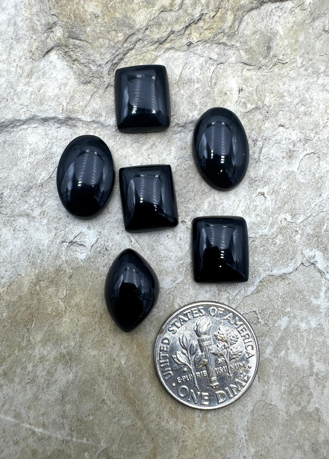 LOT of 6 Small Black Onyx Cabochons 10x12mm each (Copy)