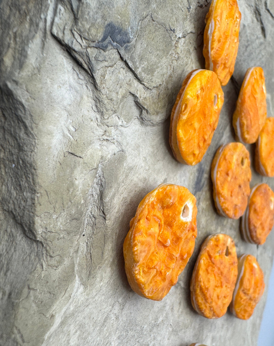 Orange Spiny Oyster Round Large Hole Focal Bead 24mm, One Focal Bead