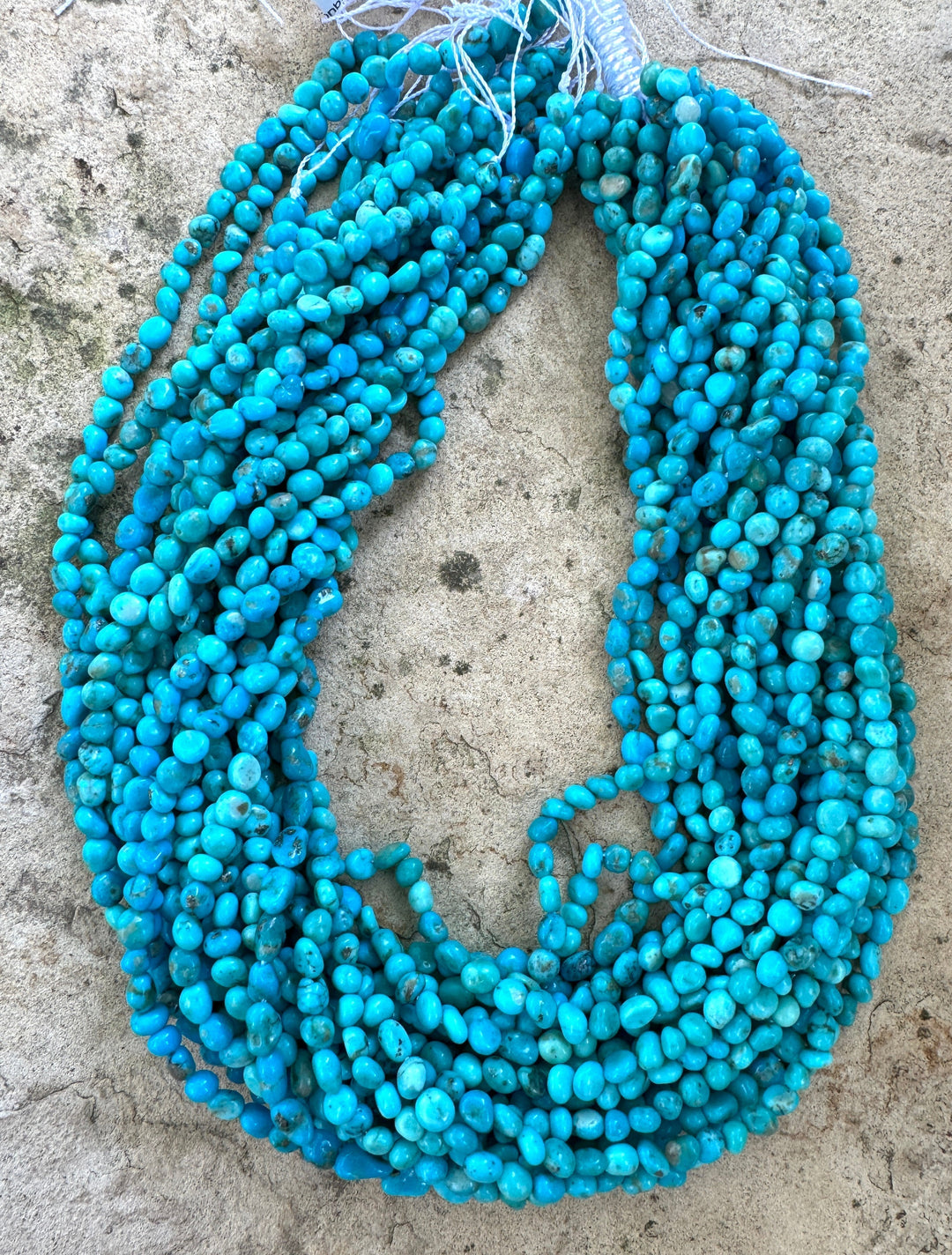Castle Dome Turquoise (AZ) 4-6mm Rounded Nugget Beads, 16 Inch Strand