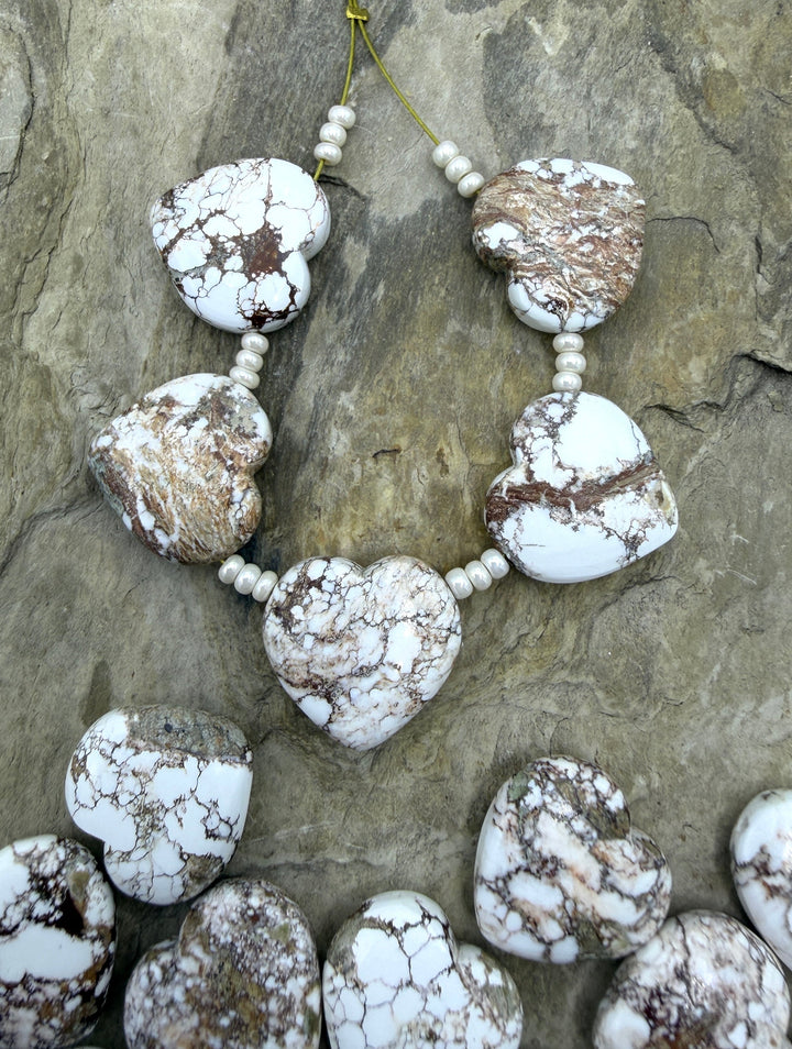 RARE Arizona Wild Horse Handcut Heart Shaped Focal Beads 20mm (Side Drilled), Sold Per ONE Bead