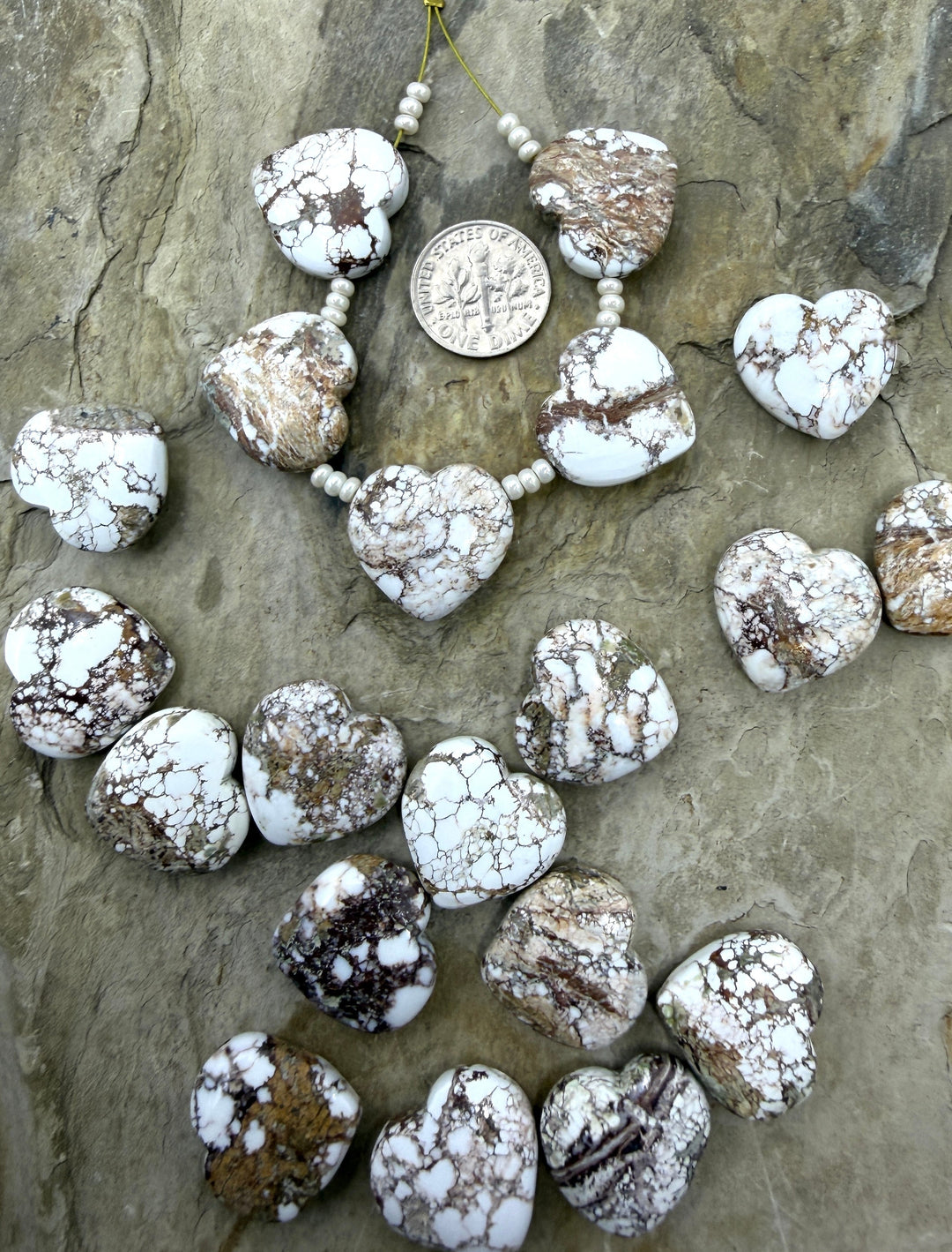 RARE Arizona Wild Horse Handcut Heart Shaped Focal Beads 20mm (Side Drilled), Sold Per ONE Bead