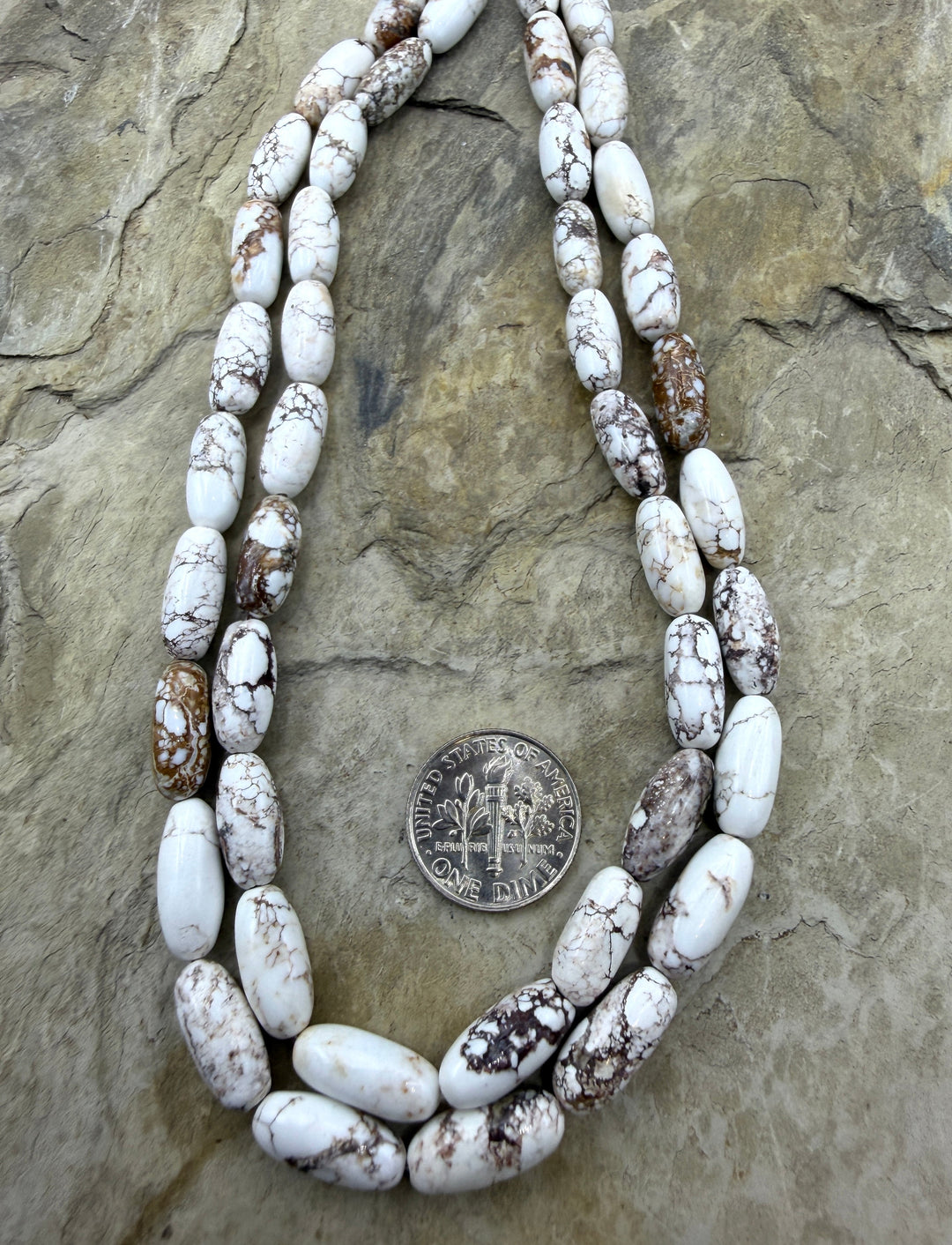RARE Arizona Wild Horse Handcut Long Oval Beads 6x14mm, 16 inch Strand/30-31  Beads