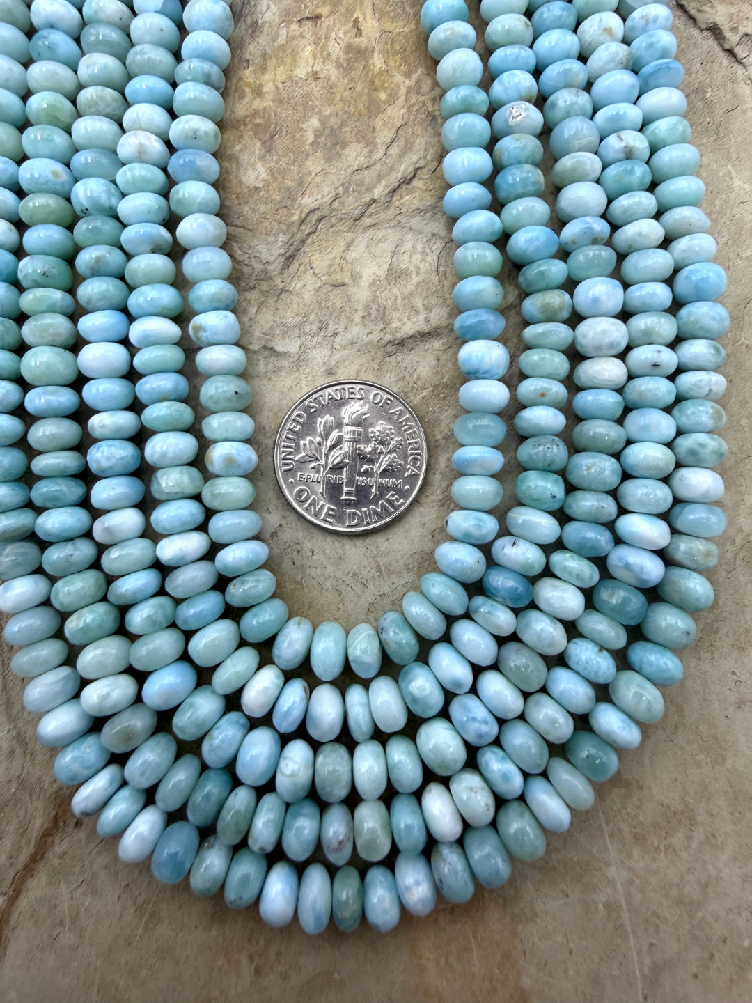 Larimar (Dominica Republic) Rondelle Beads 6x4mm, ONE 16 Inch Strand