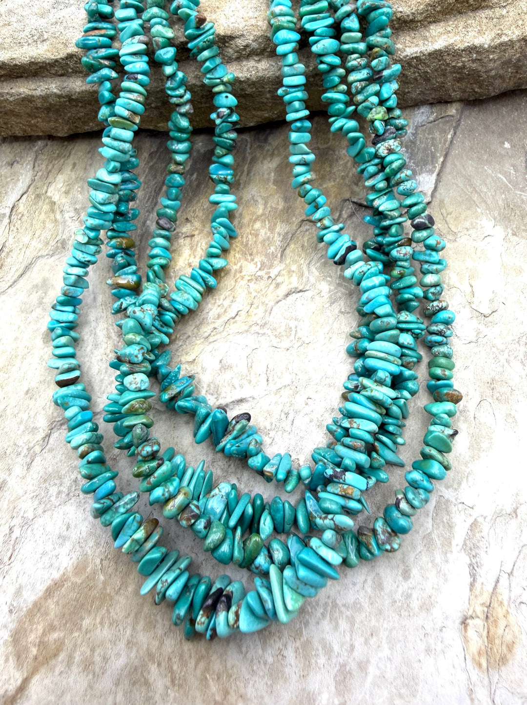 RARE Natural Carico Lake Turquoise (Nevada) 4-6mm Graduated Chip Beads, ONE LONG 24 Inch Strand