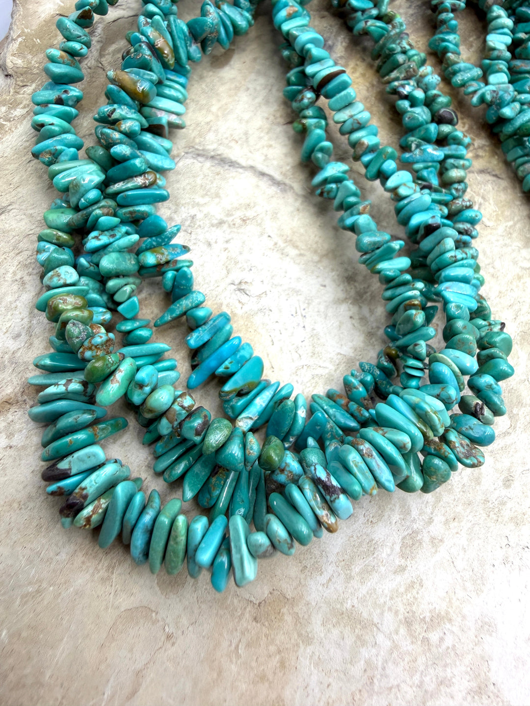 RARE Natural Carico Lake Turquoise (Nevada) 4-6mm Graduated Chip Beads, ONE LONG 24 Inch Strand