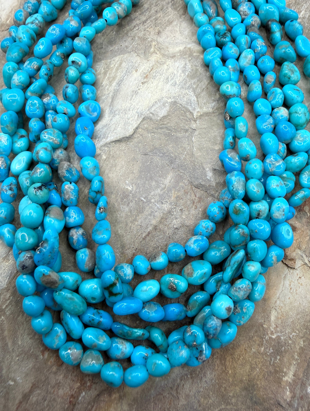 RARE Castle Dome Turquoise (AZ) Nugget Beads 6-7mm, ONE 16 Inch Strand