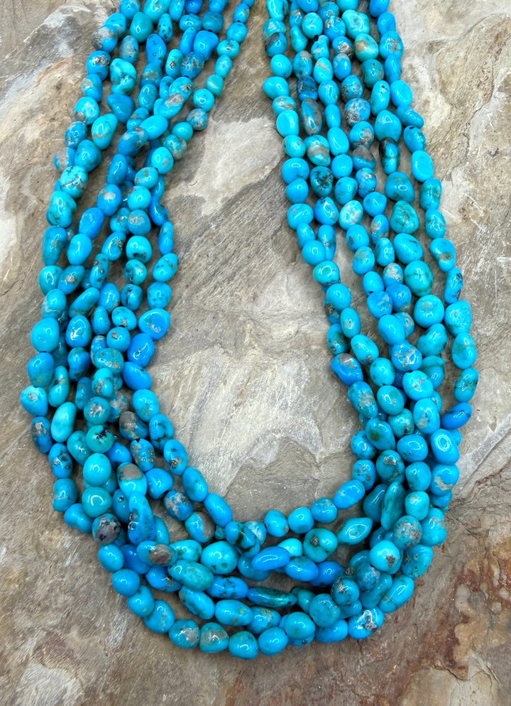 RARE Castle Dome Turquoise (AZ) Nugget Beads 6-7mm, ONE 16 Inch Strand