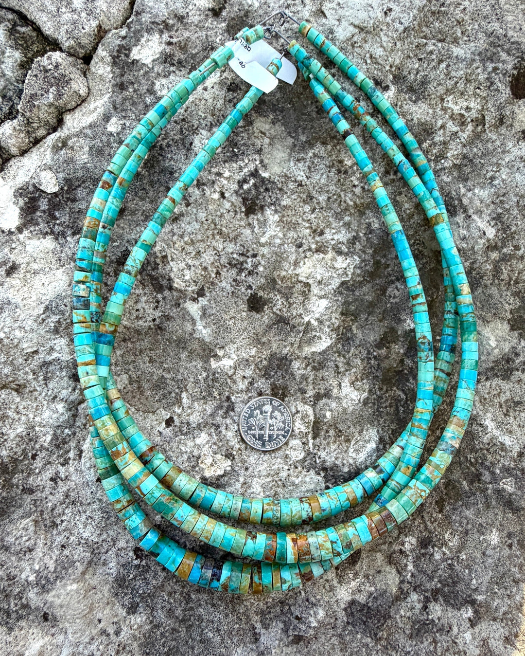 Kingman Turquoise (Arizona) Graduated Heishi 3-8mm 16 Inch
