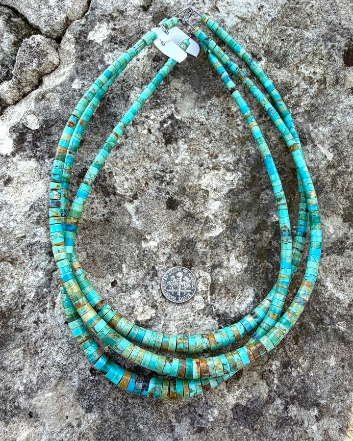 Kingman Turquoise (Arizona) Graduated Heishi 3-8mm 16 Inch