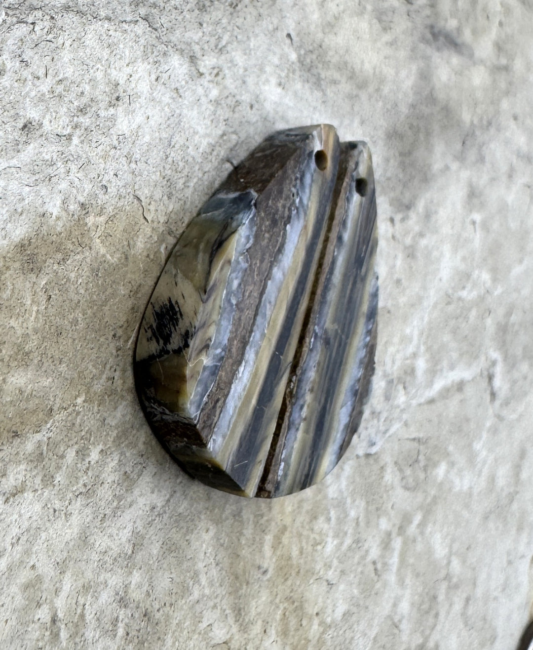 RARE Fossilized Wooly Mammoth Tooth Matching Beads Slab Pair 10x26mm