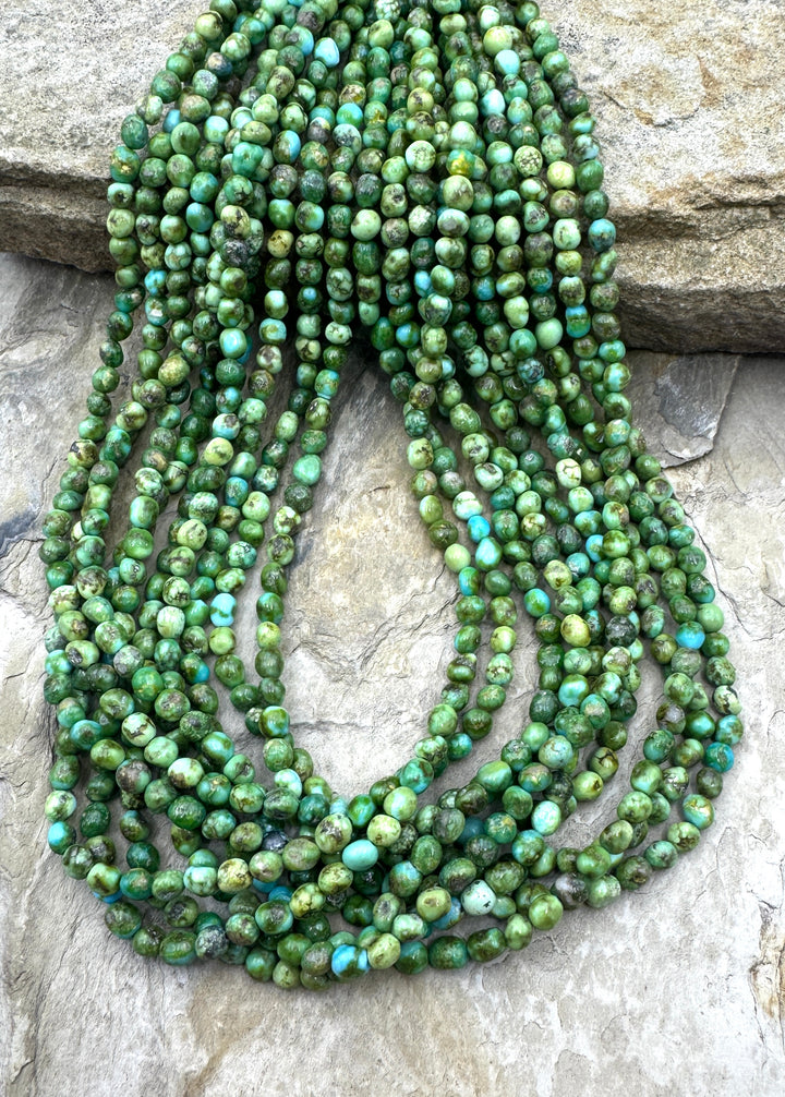 RARE Sonoran Gold Turquoise (Mex) 4-5mm Rounded Nugget Beads, 16.5 inch Strand