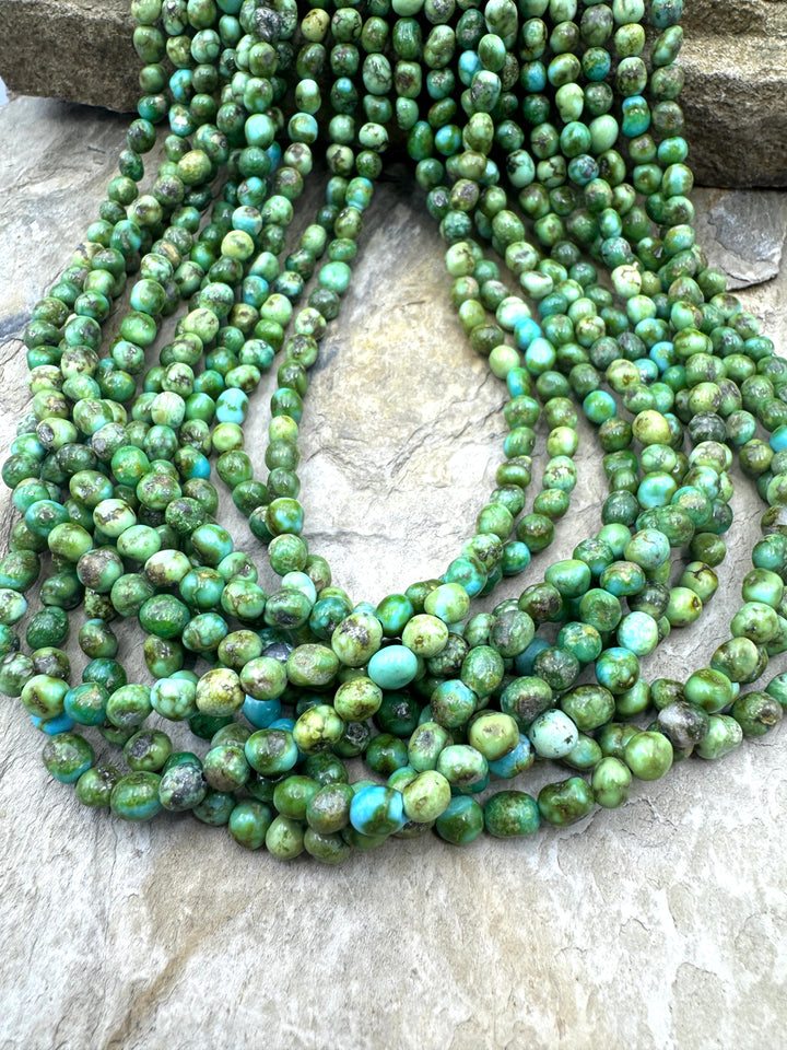 RARE Sonoran Gold Turquoise (Mex) 4-5mm Rounded Nugget Beads, 16.5 inch Strand