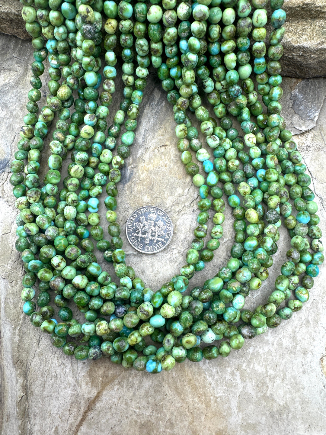 RARE Sonoran Gold Turquoise (Mex) 4-5mm Rounded Nugget Beads, 16.5 inch Strand