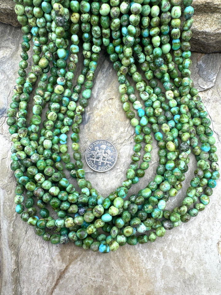 RARE Sonoran Gold Turquoise (Mex) 4-5mm Rounded Nugget Beads, 16.5 inch Strand