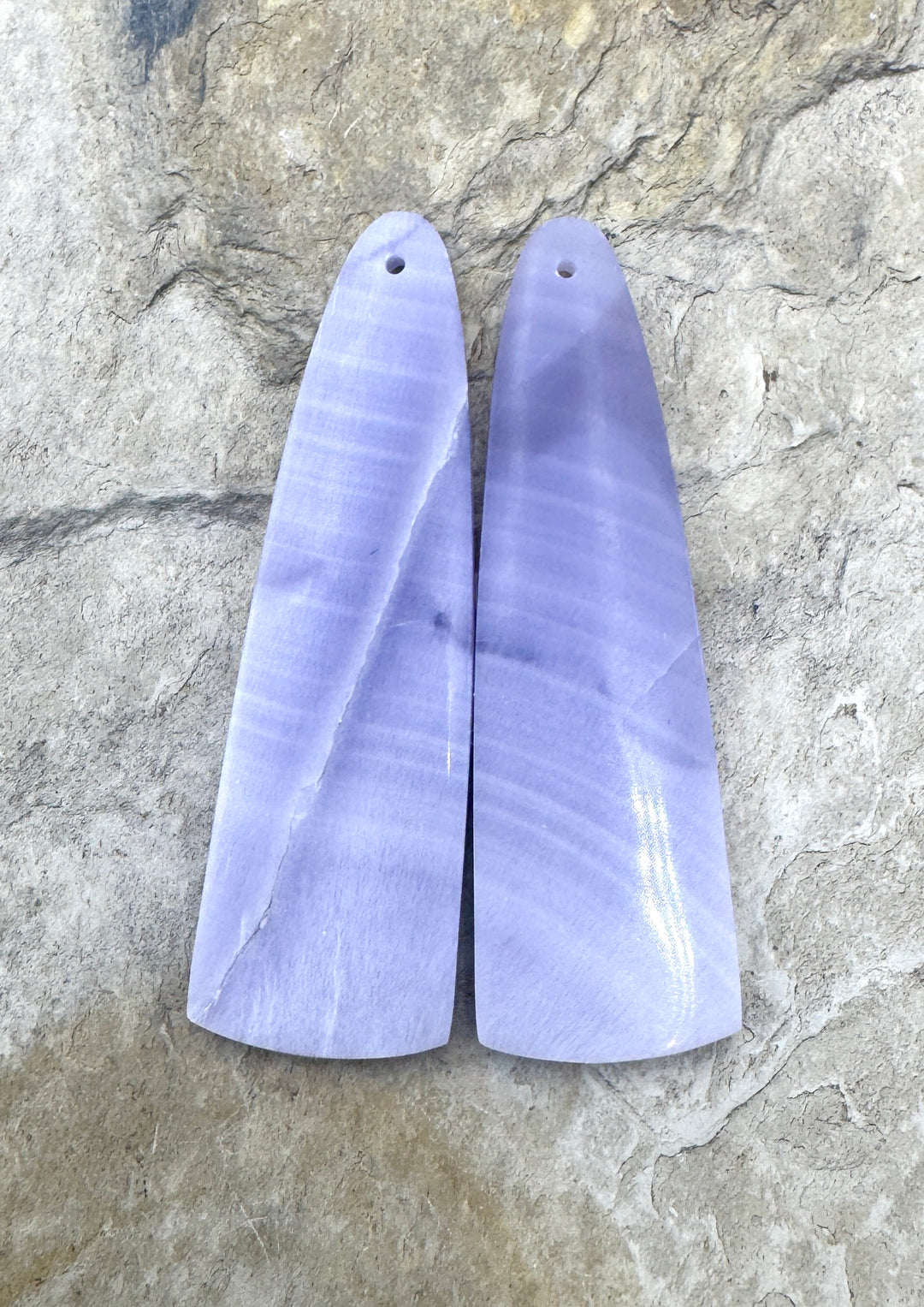 Lepidolite BIG Matching Earring Slab Bead Pair 14x47mm