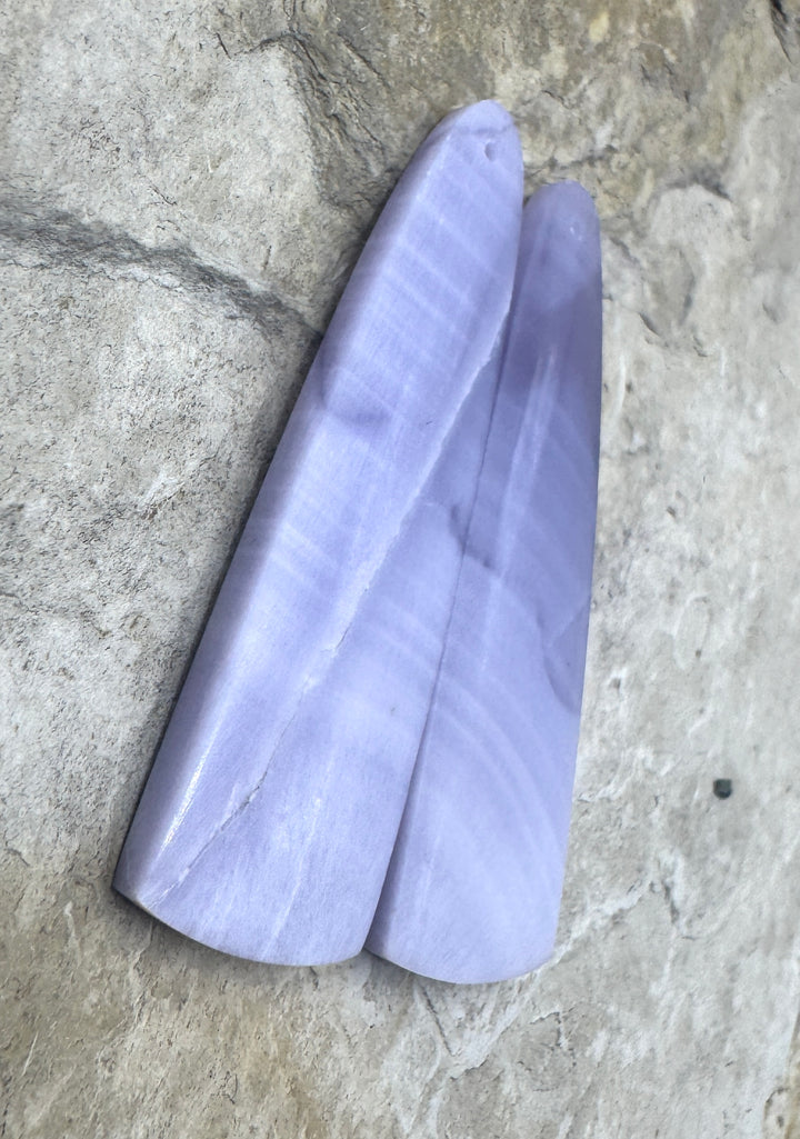 Lepidolite BIG Matching Earring Slab Bead Pair 14x47mm
