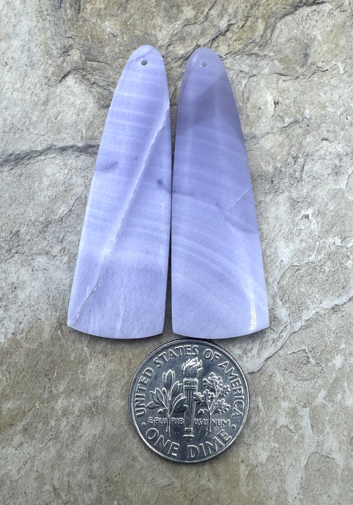 Lepidolite BIG Matching Earring Slab Bead Pair 14x47mm