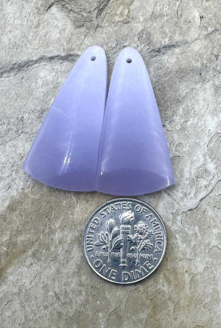 Lepidolite Matching Earring Slab Bead Pair 16x32mm