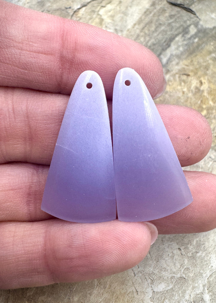 Lepidolite Matching Earring Slab Bead Pair 16x32mm