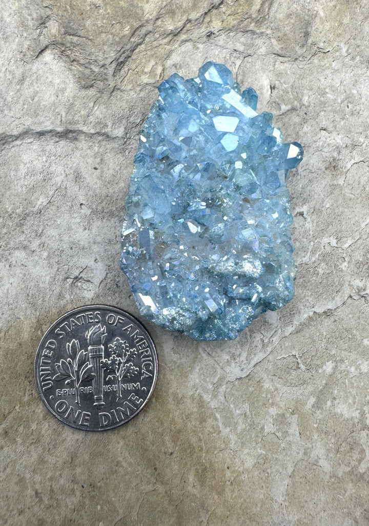 Large Crystal Quartz Druzy Coated in Iridescent Silicone Cabochon 23x38mm