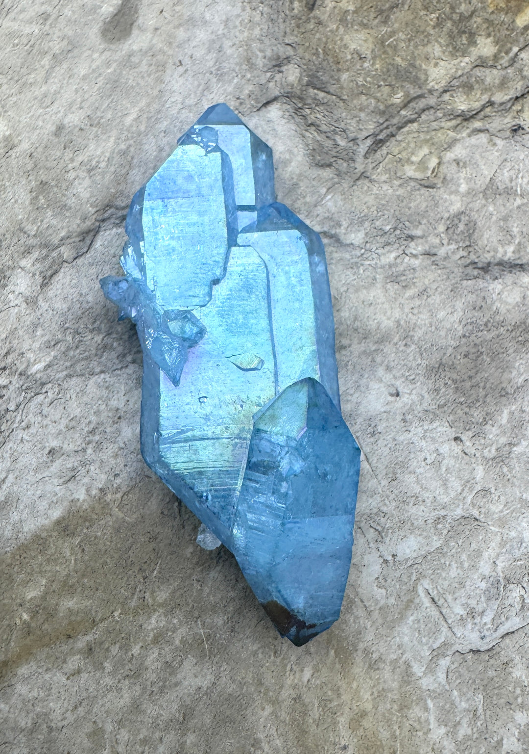 Large Crystal Quartz Druzy Coated in Iridescent Silicone Cabochon 18x51mm