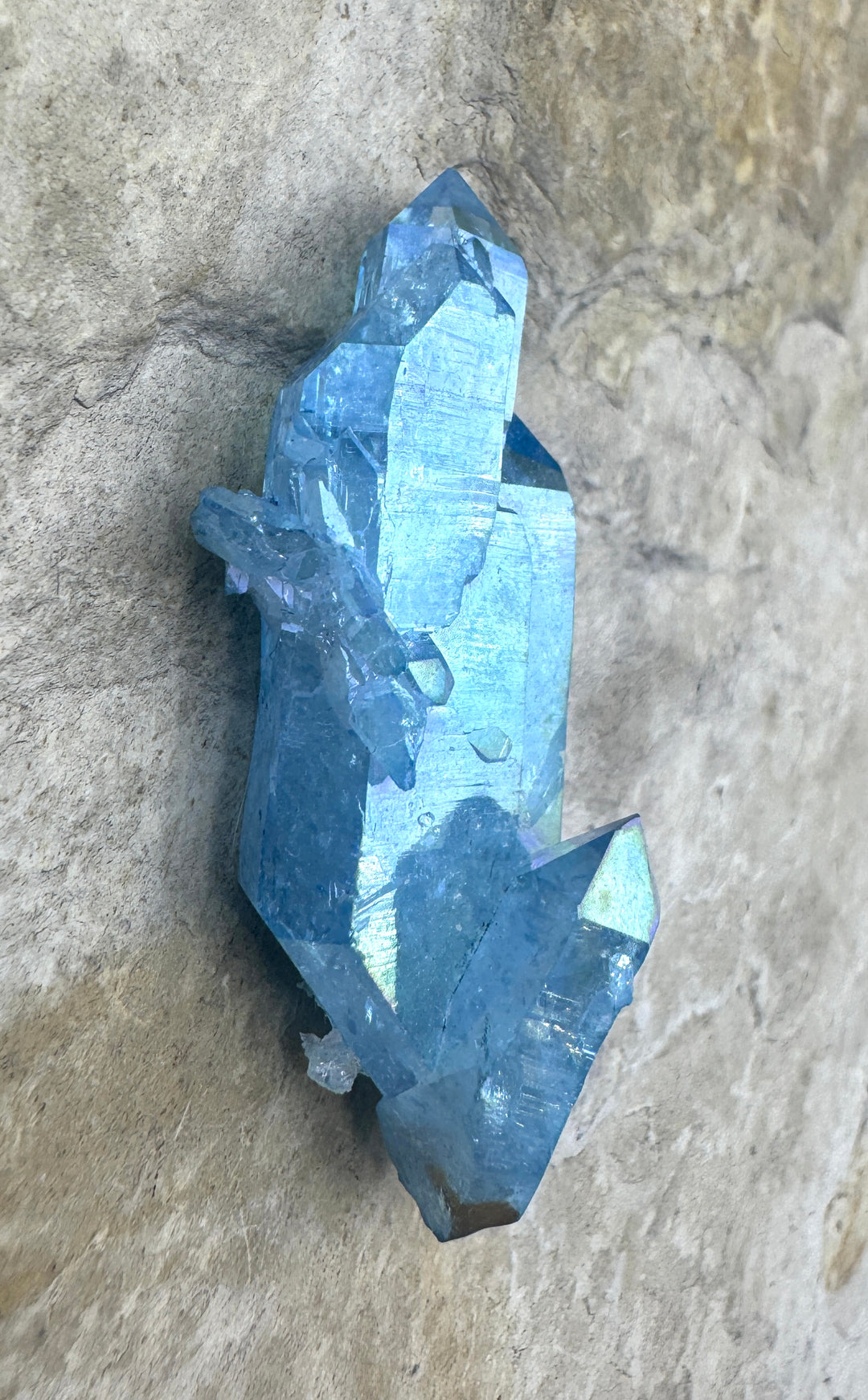 Large Crystal Quartz Druzy Coated in Iridescent Silicone Cabochon 18x51mm