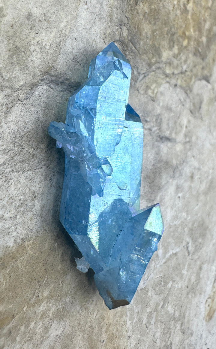 Large Crystal Quartz Druzy Coated in Iridescent Silicone Cabochon 18x51mm