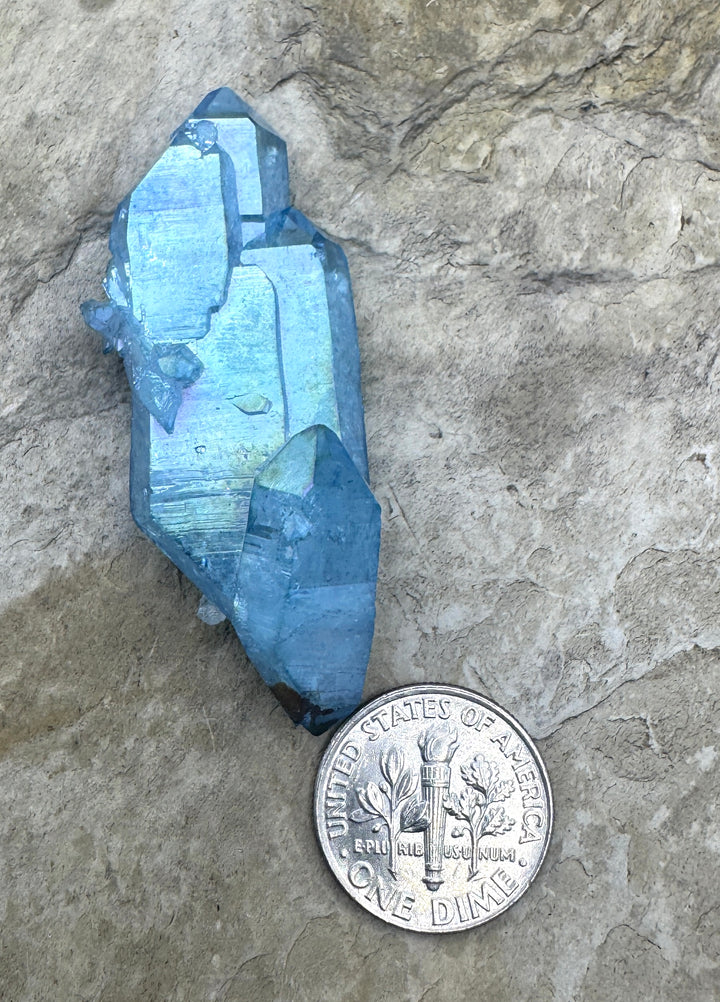 Large Crystal Quartz Druzy Coated in Iridescent Silicone Cabochon 18x51mm