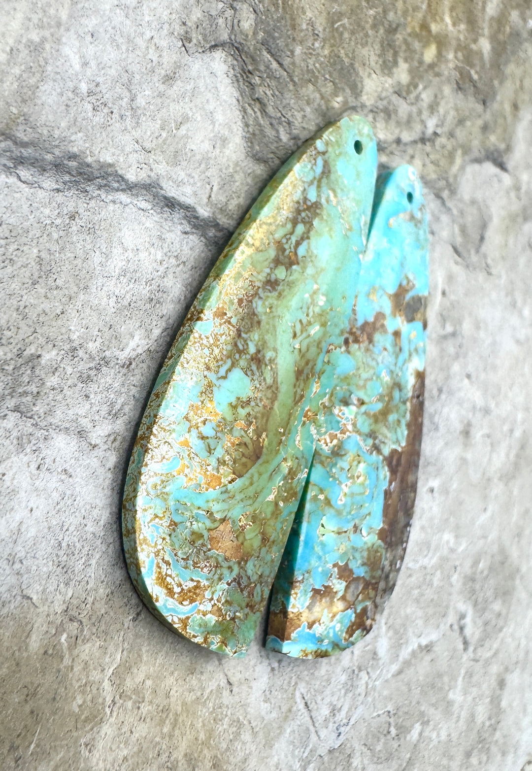 Pilot Mountain Turquoise (Nevada) Large Earring Slab Bead Pair, 16x43mm