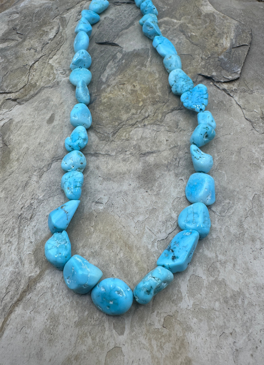 Natural Sleeping Beauty Turquoise (AZ) BIG 7x12-11x13mm Graduated Nugget Beads, 15.5 Inch Strand /32 Beads