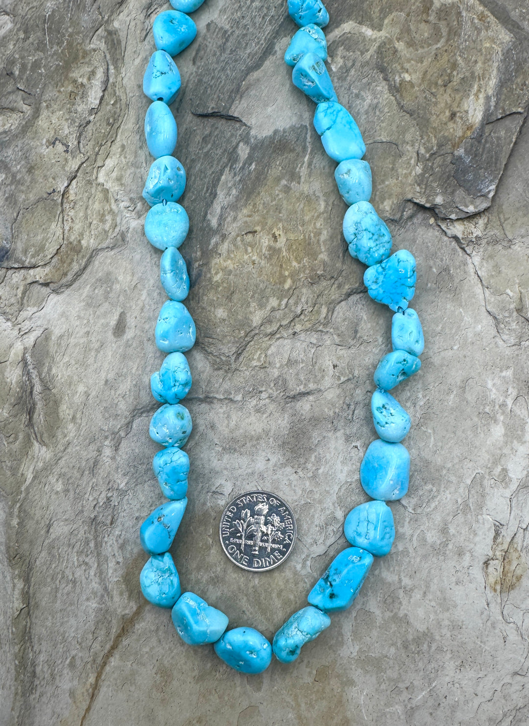 Natural Sleeping Beauty Turquoise (AZ) BIG 7x12-11x13mm Graduated Nugget Beads, 15.5 Inch Strand /32 Beads