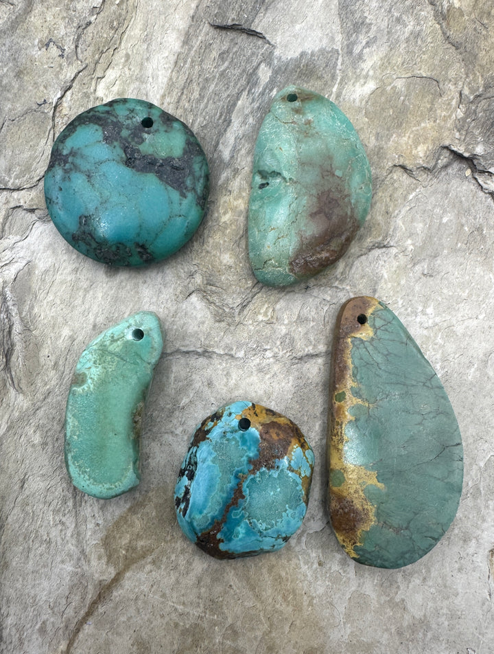 CLOSEOUT LOT of 5 Hubei Turquoise Focal Pendant Beads