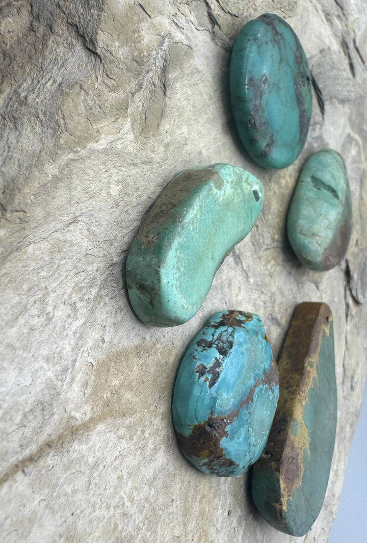 CLOSEOUT LOT of 5 Hubei Turquoise Focal Pendant Beads