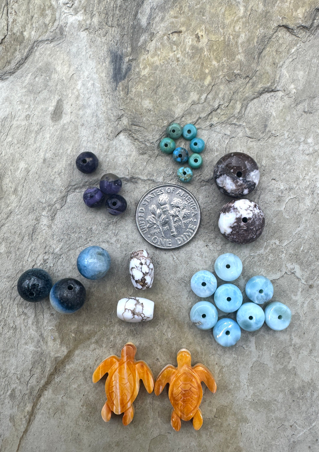 CLOSEOUT LOT of Mixed Preimium Beads, Wild Horse, Blue Ice Glacierite, Larimar, Spiny Oyster and More