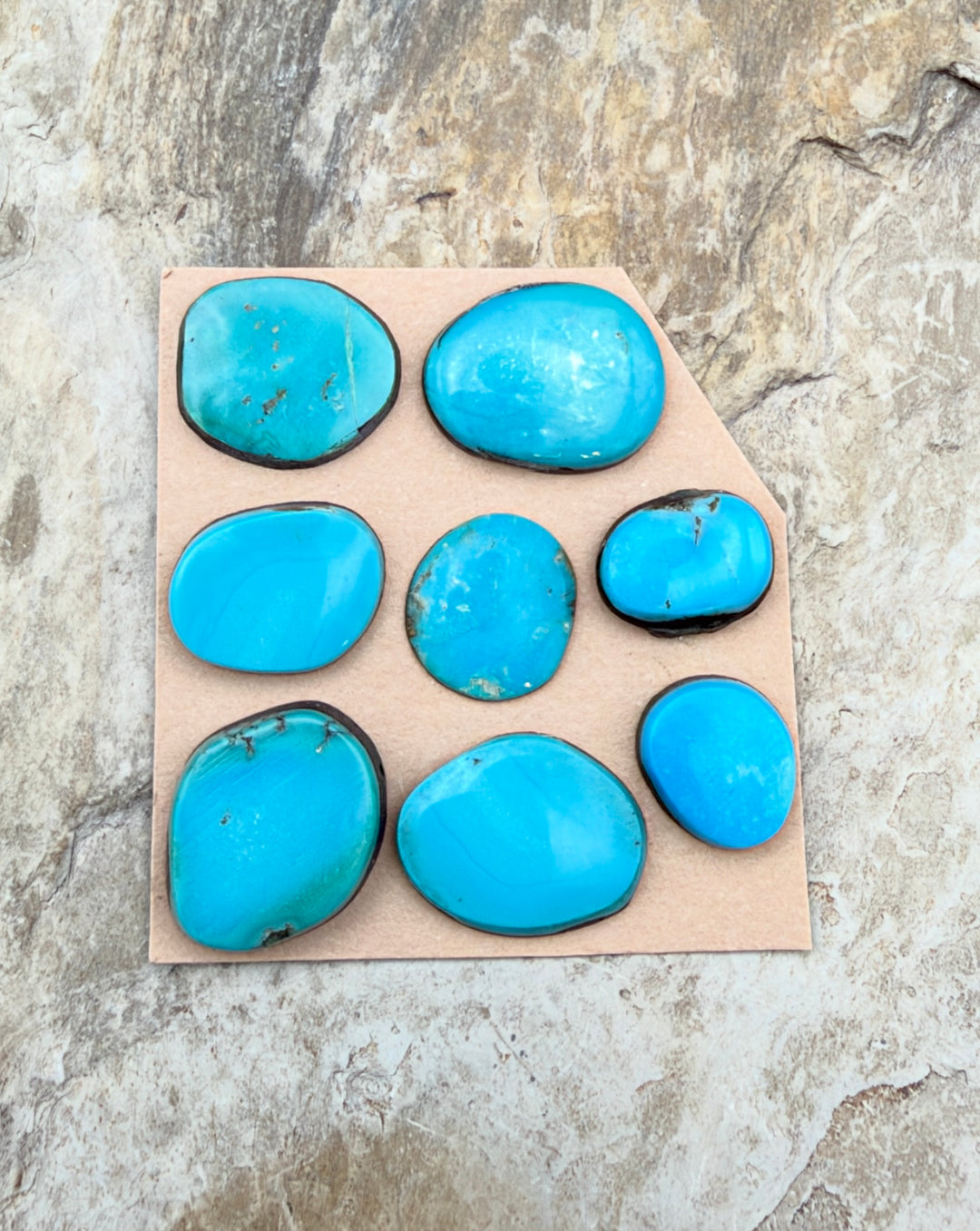 RARE Castle Dome Turquoise (Estate Find) LOT of 8 Small Freeform Cabochons 10x13-15x18mm