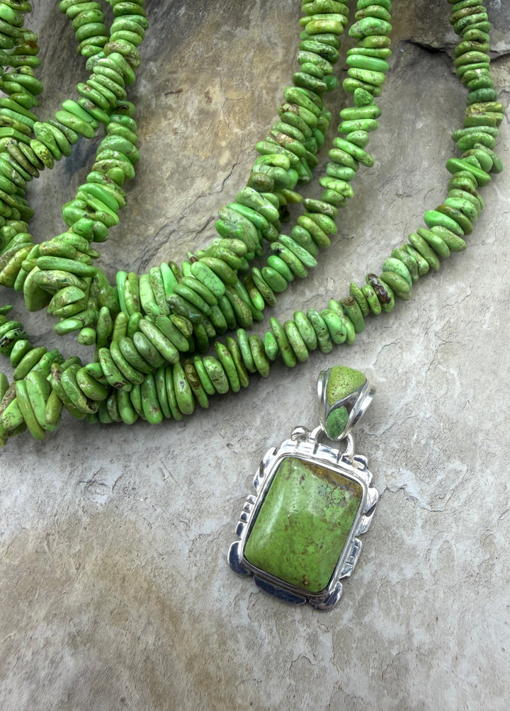 RARE Gaspeite (Canada) Sterling Silver Pendant