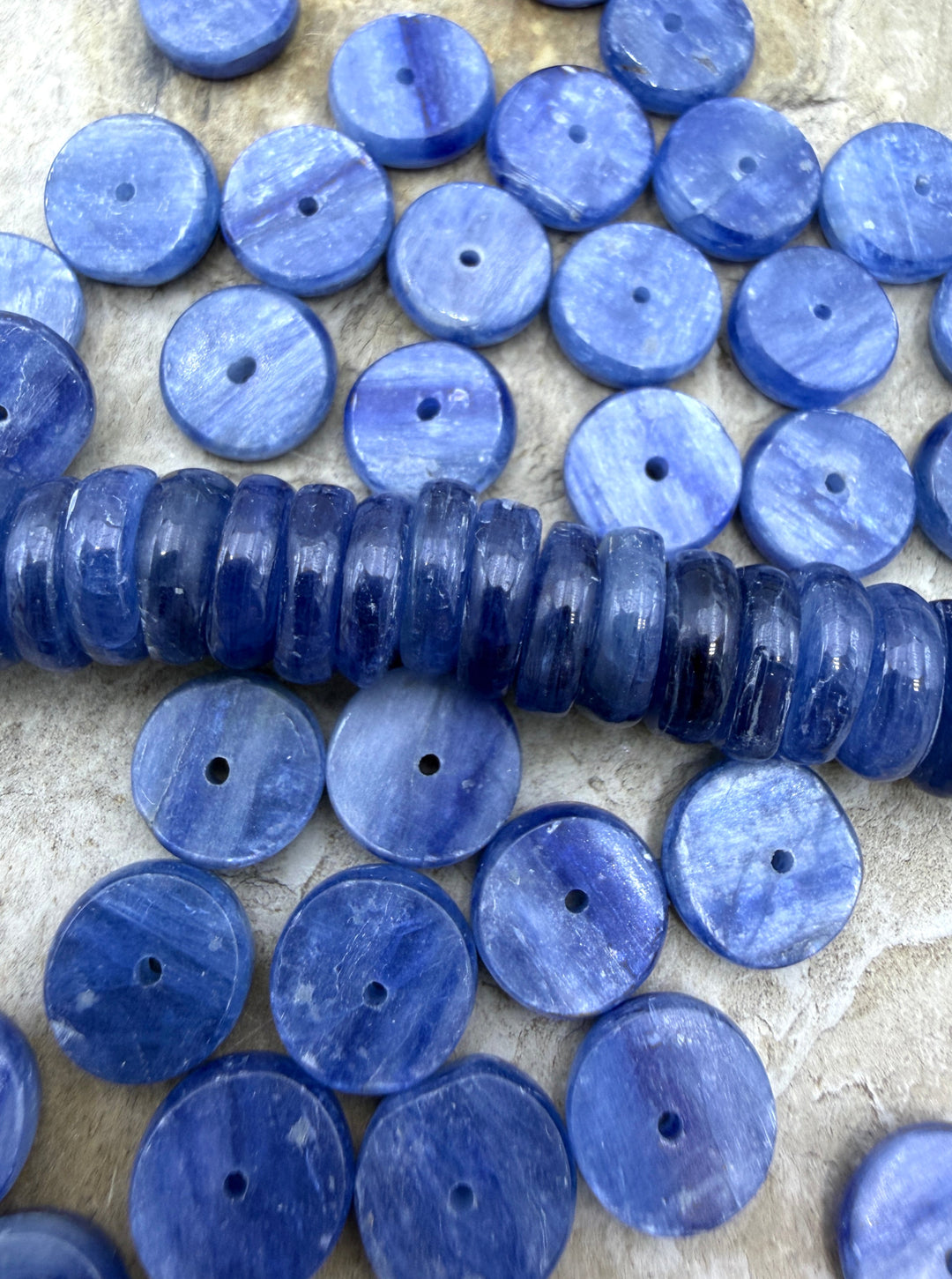 AA+ Blue Kyanite 10mm Wheel beads Package of 20 beads