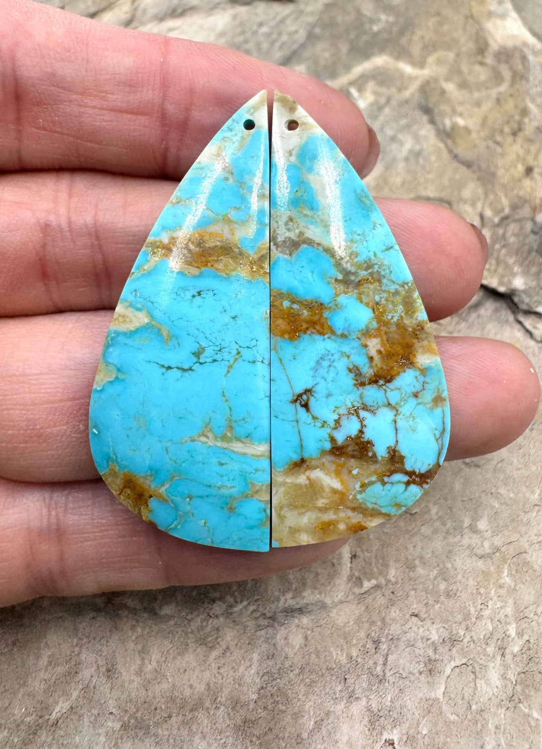 AA+ Kingman Turquoise (AZ) BIG Matching Earring Slab Bead