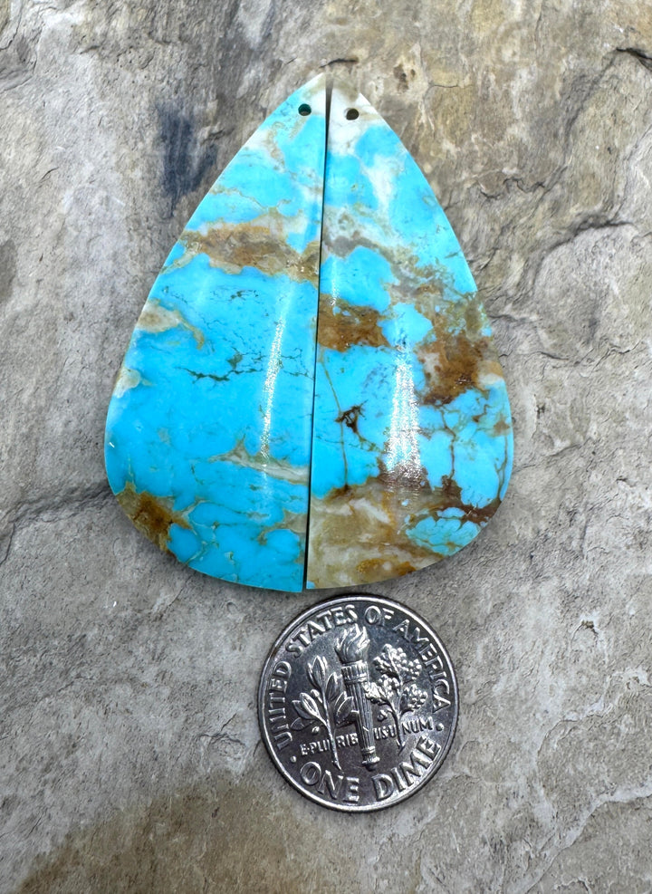 AA+ Kingman Turquoise (AZ) BIG Matching Earring Slab Bead