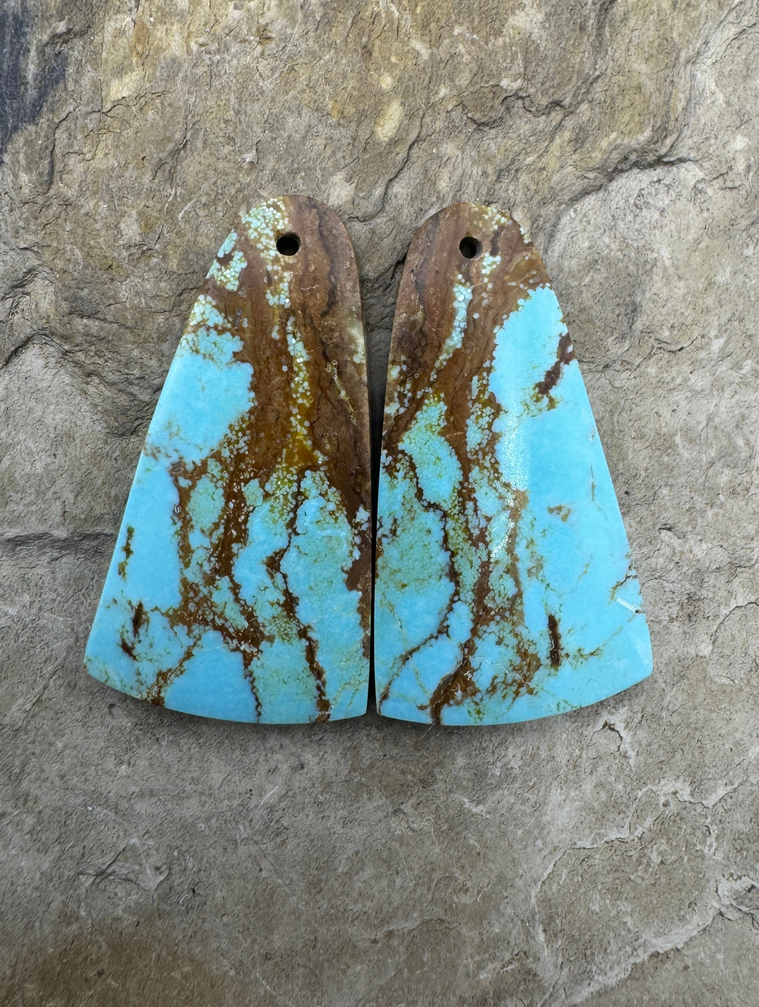AA + Kingman Turquoise (AZ) Matching Earring Slab Bead Pair