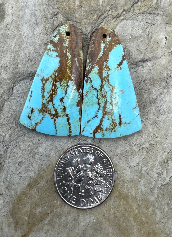 AA + Kingman Turquoise (AZ) Matching Earring Slab Bead Pair
