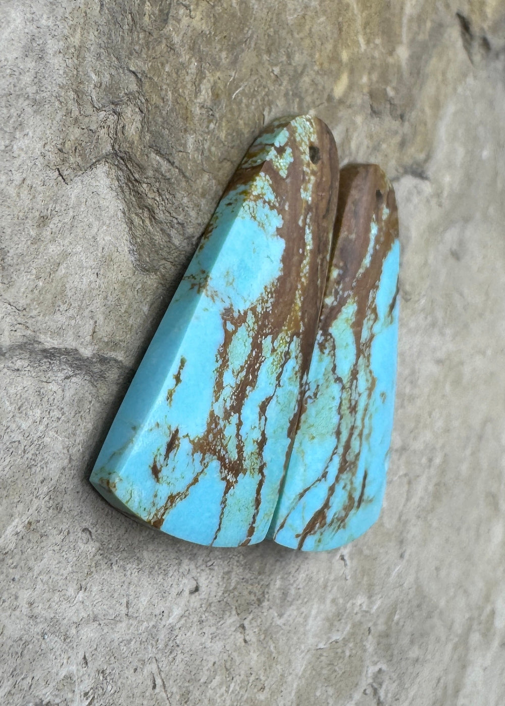 AA + Kingman Turquoise (AZ) Matching Earring Slab Bead Pair