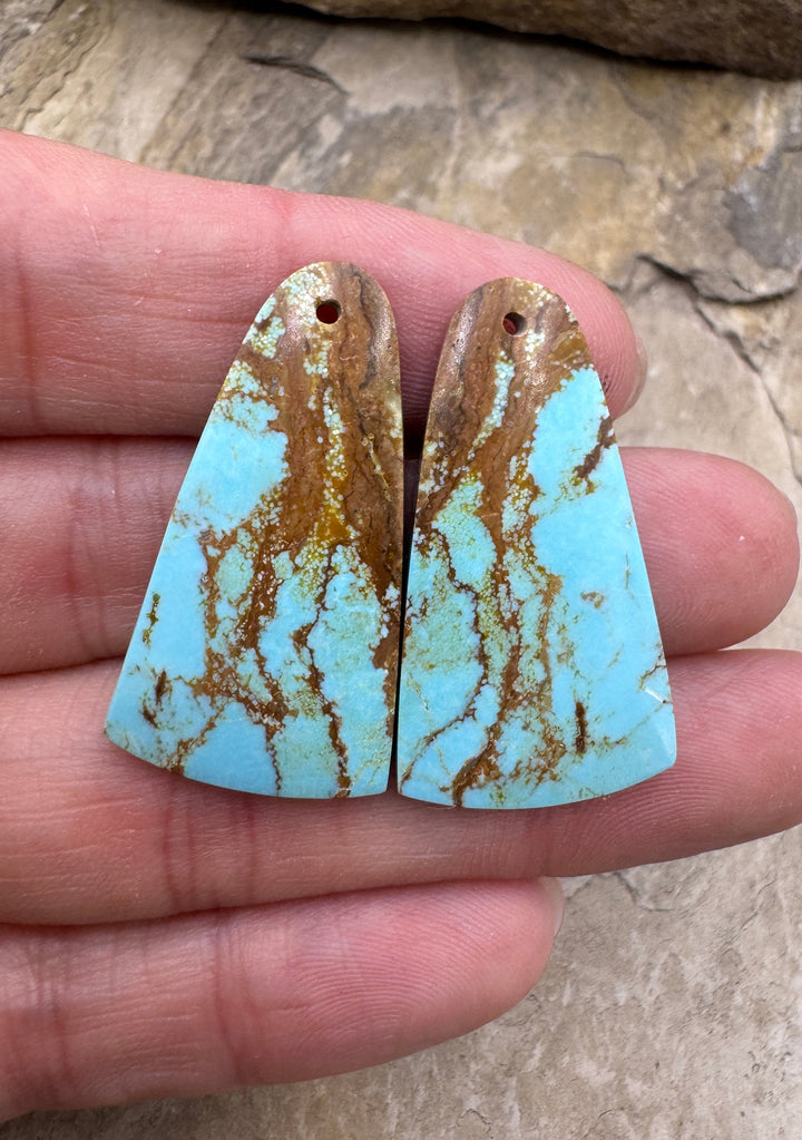 AA + Kingman Turquoise (AZ) Matching Earring Slab Bead Pair