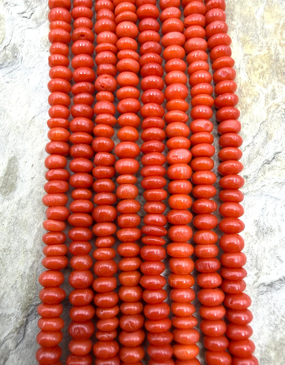 AA+ Natural Mediterranean Red Coral 4mm Rondelle Beads 9