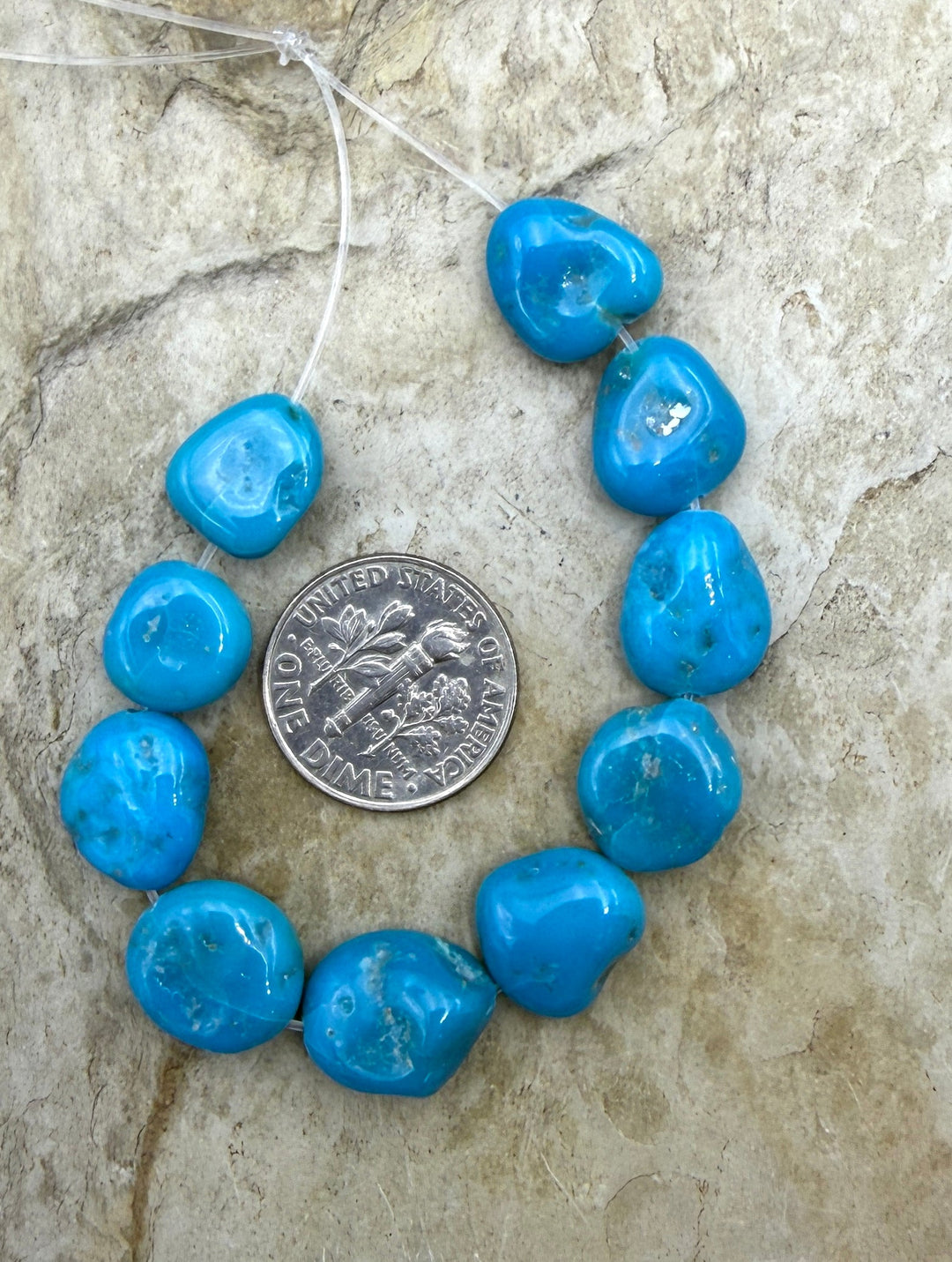 AA+ Sleeping Beauty Turquoise (AZ) Flat Nugget Strand