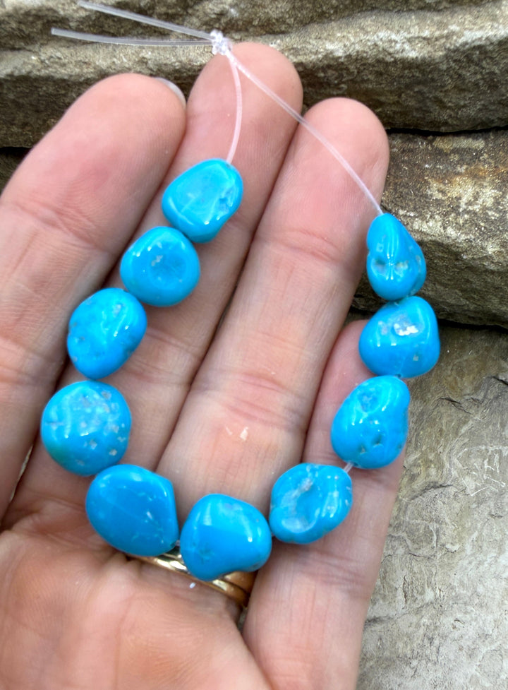 AA+ Sleeping Beauty Turquoise (AZ) Flat Nugget Strand