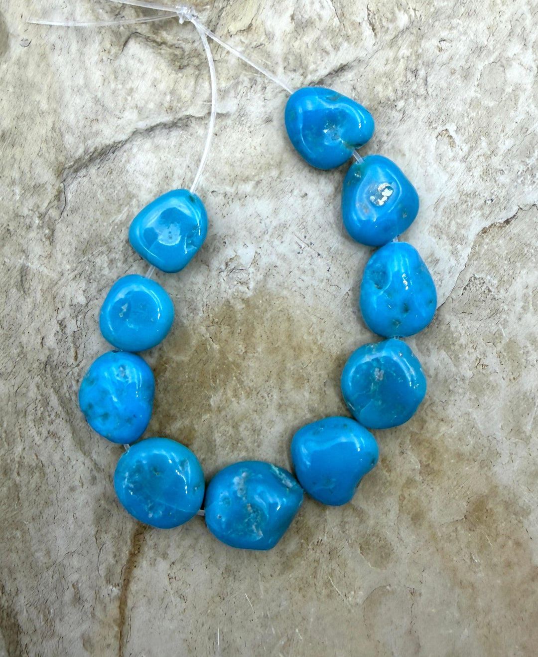 AA+ Sleeping Beauty Turquoise (AZ) Flat Nugget Strand