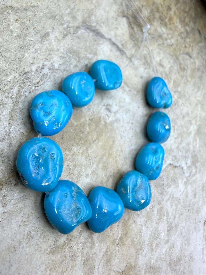 AA+ Sleeping Beauty Turquoise (AZ) Flat Nugget Strand